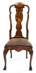 A Dutch Marquetry Walnut Side Chair