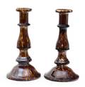 Two Bennington Pottery Flint Enamel Glazed Candlesticks