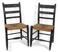 A Pair of American Painted Hitchcock Ladderback Side Chairs