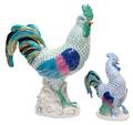 Two Herend Porcelain Fishnet Roosters