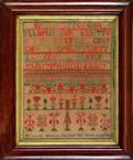 English silk on linen sampler dated 1846 wrought by Margaret Murray