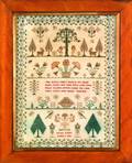English silk on linen sampler dated 1836