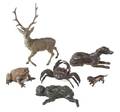 A Group of Six Bronze Animal Figures