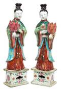 Two Chinese Famille Rose Porcelain Figures