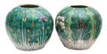 A Pair of Chinese Export Tobacco Leaf Porcelain Ginger Jars