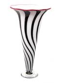 A Venetian Black and White Opaline Glass Trumpetform Vase