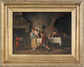 Italian oil on panel interior scene early 19th c