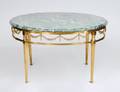 NEOCLASSICAL STYLE MARBLE TOP BRASS CIRCULAR LOW TABLE