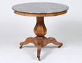 LOUIS PHILIPPE MARBLE TOP WALNUT CIRCULAR CENTER TABLE