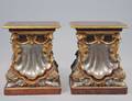 PAIR OF BAROQUE STYLE SILVERED  GILT WOOD PEDESTALS