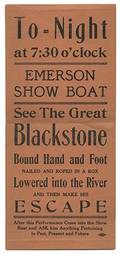 Blackstone Harry Emerson Show Boat Escape Handbill