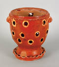 Pennsylvania redware crocus pot and undertray 19th c