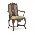 Portugese rococo style walnut arm chair