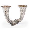 Hauy pouigo silver plated double dolphin vase