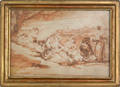 Old Masters sanguine wash drawing in the manner of Goya 19th c