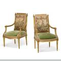 Louis xvi style gilded armchairs