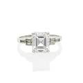 Emerald cut diamond  platinum engagement ring