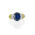 Sapphire diamond  platinum ring