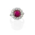 Important tiffany  co ruby  diamond ring