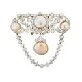 Natural pearl diamond  platinum edwardian brooch