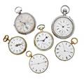 Collection of six antique pocket watches