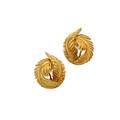 Verdura 18k yellow gold feather ear clips