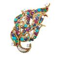Multi gem diamond 18k gold  platinum brooch