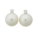 Large white south sea pearl  diamond earrings