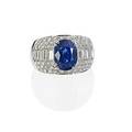 Blue sapphire diamond  white gold ring