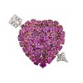 Fine ruby  diamond love struck brooch