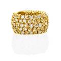 Diamond yellow sapphire  yellow gold flexible ring
