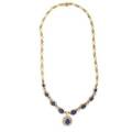 Sapphire diamond  18k yellow gold necklace