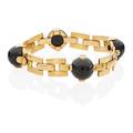 French retro yellow gold  onyx brick link bracelet