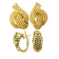Two pairs of 18k gold earrings includes david webb