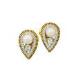 Akoya pearl diamond  yellow gold ear clips