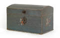 Painted pine dome lidded storage box ca 1800