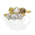 Edwardian threestone white or colored omc diamond rings