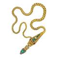 Victorian gem set yellow gold serpent necklace
