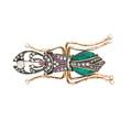 Enameled  gemset gold staghorn beetle brooch