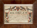 Montgomery County Pennsylvania watercolor and ink on paper fraktur birth certificate for