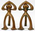 ART DECO BRONZE ANDIRONS  BELLOWS