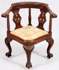 CHIPPENDALE STYLE MAHOGANY CORNER CHAIR C 1920