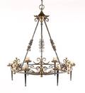 French Bronze  Iron 6 Light Chandelier