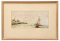 American Marine Painting with Sailboat Signed