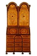 Queen Anne Style Double Bonnet Inlaid Secretary