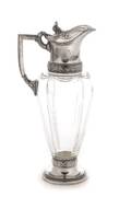 19th C WMF Silver  Crystal Claret Jug Pitcher