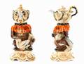 Unusual FourPiece Figural Teapot on Stand