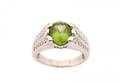Ladies 14k White Gold Peridot  Diamond Ring