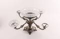 Silver Epergne w 3 Crystal Bowl Inserts