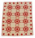 American Hand Stitched Red  White Quilt